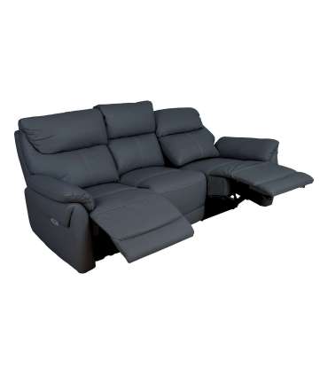 Diivan BOWEN 3-kohaline elektriline recliner 206x86xH102cm, tumehall naturaalne nahk