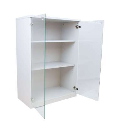 Kapp ERGO 80x44,5xH115,5cm, hallikasvalge, mööbliplaat, klaas