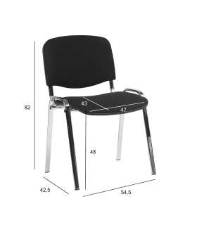 Стул для посетителей ISO 54,5x42,5xH82/47cм, сиденье: ткань, цвет: чёрный, рама: хром