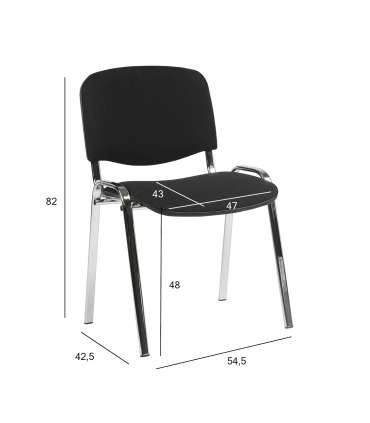 Стул для посетителей ISO 54,5x42,5xH82/47cм, сиденье: ткань, цвет: чёрный, рама: хром