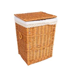 Корзина для белья MAX-2, 37x32xH52см, светло-коричневая, подкладка с кружевом