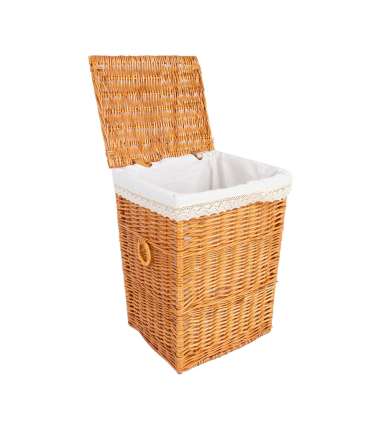Корзина для белья MAX-2, 37x32xH52см, светло-коричневая, подкладка с кружевом