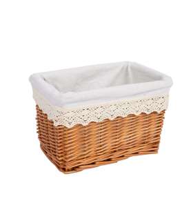 Korv MAX-5, 30x20xH18cm, helepruun punutis, pitsiga kangas