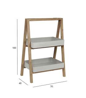 Полка SANDSTONE 70x40xH100см, полки: композитный камень, цвет: коричневый, деревянная рама из акации