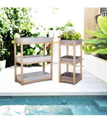 Полка SANDSTONE 40x40xH97cм, полки: композитный камень, цвет: коричневый, ножки: акации