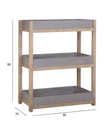 Полка SANDSTONE 80x35xH98cм, полки: композитный камень, цвет: коричневый, ножки: акации