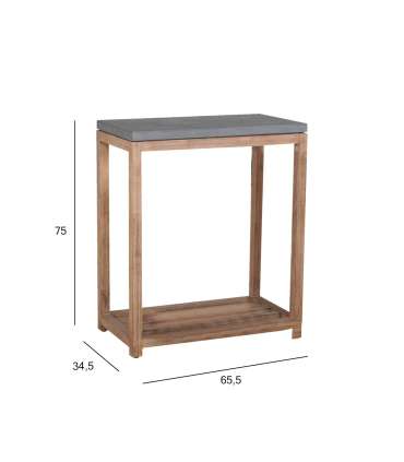 Полка SANDSTONE 65,5x34,5xH75см, полки: фиброцемент, цвет: серый, деревянная рама из акации