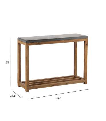 Полка SANDSTONE 95,5x34,5xH75см, полки: фиброцемент, цвет: серый, деревянная рама из акации