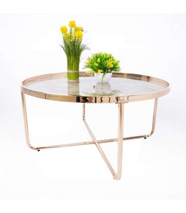 Diivanilaud ASTOR D80xH40cm, kuldne, klaas, terasjalad