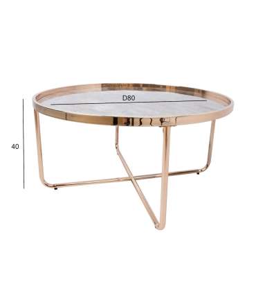 Diivanilaud ASTOR D80xH40cm, kuldne, klaas, terasjalad