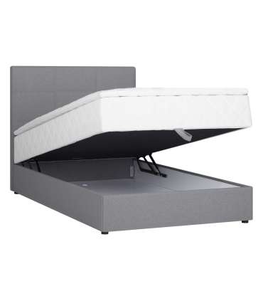 Kontinentaalvoodi LEVI 120x200cm, madratsiga, hall, 123x210xH114,5cm