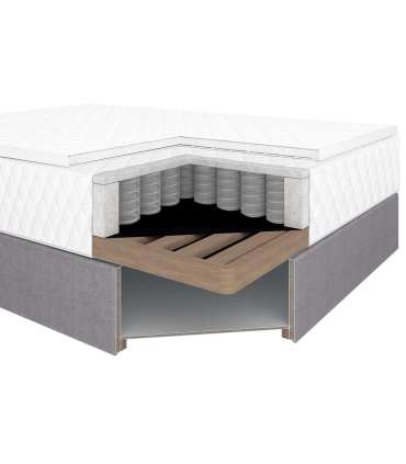 Kontinentaalvoodi LEVI 120x200cm, madratsiga, hall, 123x210xH114,5cm