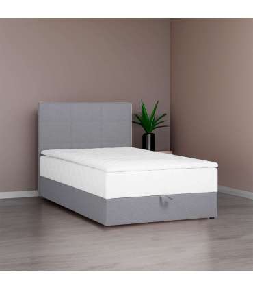 Kontinentaalvoodi LEVI 120x200cm, madratsiga, hall, 123x210xH114,5cm