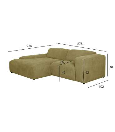 Nurgadiivan LEHTE vasak nurk, roheline, 250x100/200xH75cm