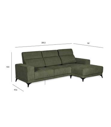 Nurgadiivan DARLA PN 281,5x97,5/161xH104cm, tumeroheline