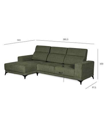 Nurgadiivan DARLA VN 281,5x161/97,5xH104cm, tumeroheline