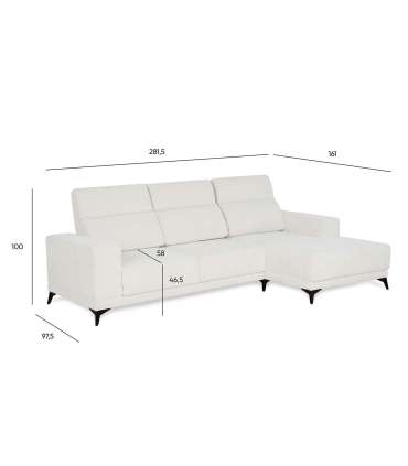 Nurgadiivan DARLA PN 281,5x97,5/161xH104cm, helebeež