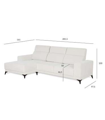 Nurgadiivan DARLA VN 281,5x161/97,5xH104cm, helebeež