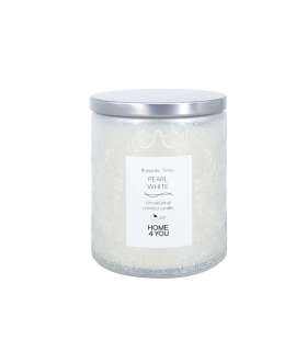 Klaasküünal ROMANTIC TIMES H9cm, pärlvalge, vanilje ja kaneel