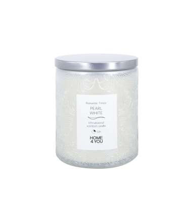 Свеча в стеклянной банке ROMANTIC TIMES H9см, жемчужно-белая