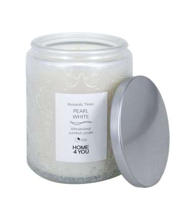 Klaasküünal ROMANTIC TIMES H9cm, pärlvalge, vanilje ja kaneel