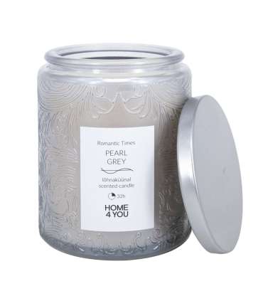 Свеча в стеклянной банке ROMANTIC TIMES H9см, жемчужно-серый