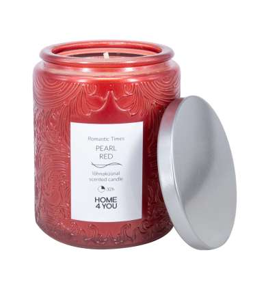 Klaasküünal ROMANTIC TIMES H9cm, pärlpunane, vanilje ja kaneel