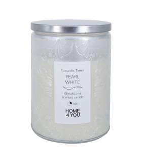 Свеча в стеклянной банке ROMANTIC TIMES H11см, жемчужно-белая