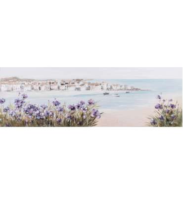 Õlimaal 50x150cm, rand/lillad lilled