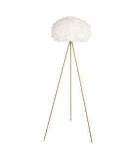 Põrandalamp FEATHER, valge kuppel, kuldsed jalad