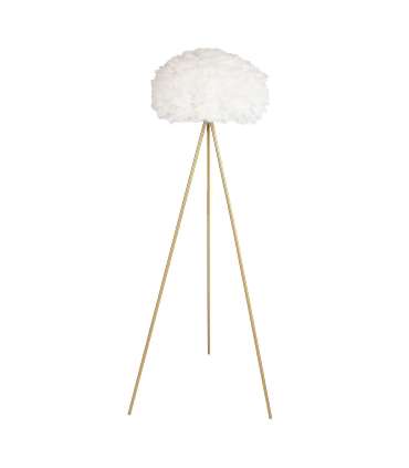 Põrandalamp FEATHER, valge kuppel, kuldsed jalad