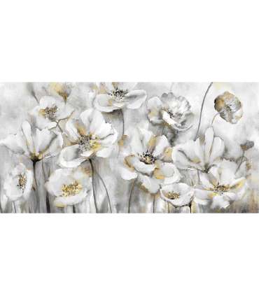 Õlimaal 50x100cm, valged lilled