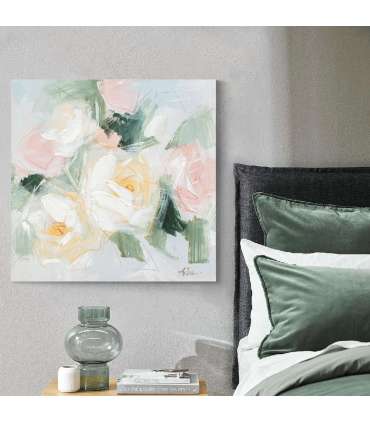 Õlimaal 100x100cm, pastelsed õied