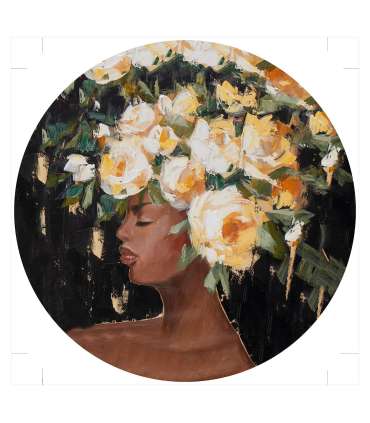 Õlimaal D90cm, naine lilledega