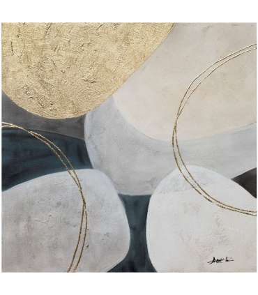 Картина маслом 70x70см, золото/белый 1