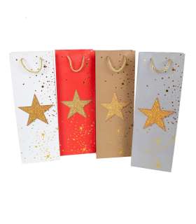 Kinkekott pudelile STAR-4, 12x8x36cm, mix