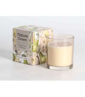 Lõhnaküünal klaasis NATURE GREEN H9,5cm, French Pear & Freesia