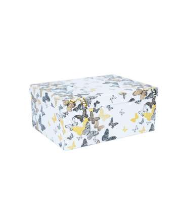 Pappkarp DIANA-9 kaanega 21x15xH9cm, valgel põhjal liblikad