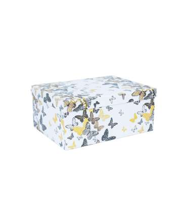 Pappkarp DIANA-10 kaanega 19x13xH8cm, valgel põhjal liblikad