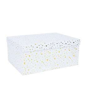 Pappkarp DIANA-1 kaanega 37,5x29xH16cm, valge kuldsete täppidega