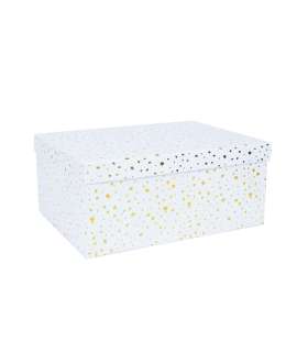Pappkarp DIANA-6 kaanega 27x20xH12cm, valge kuldsete täppidega