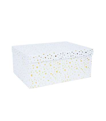 Pappkarp DIANA-6 kaanega 27x20xH12cm, valge kuldsete täppidega