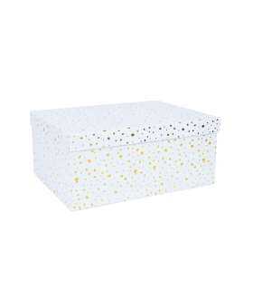 Pappkarp DIANA-7 kaanega 25x18xH10,5cm, valge kuldsete täppidega