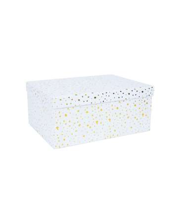 Pappkarp DIANA-10 kaanega 19x13xH8cm, valge kuldsete täppidega