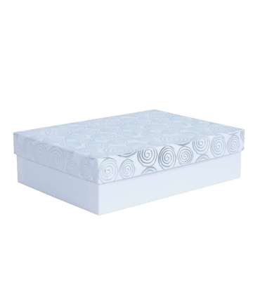 Box ELSA 37x27x11cm, with a lid kuld/hõbe, white