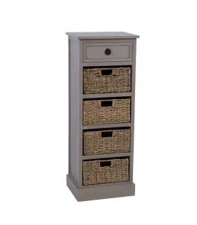 Kummut korvsahtlitega KENT 40x33xH108cm, mererohust punutud korvidega