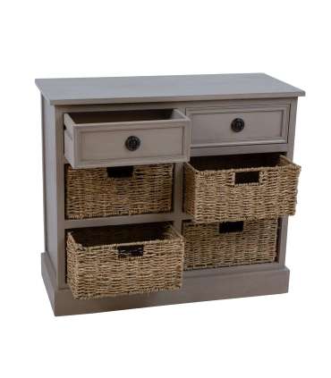 Kummut korvsahtlitega KENT 76x33xH66cm, mererohust punutud korvidega