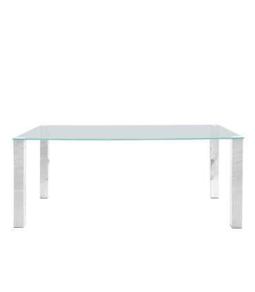 Söögilaud KANTE 180x90xH75cm, lauaplaat: 12mm klaas, jalg: kroomitud metall