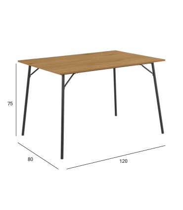 Söögilaud PERU 120x80xH75cm, naturaalne, melamiin, metall