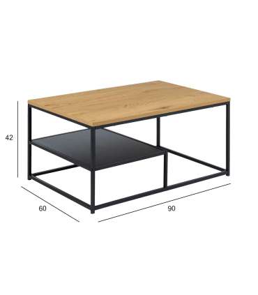 Diivanilaud GILA 90x60xH42cm, naturaalne, melamiin, teras